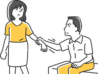 女性の手を掴んで引き止める男性