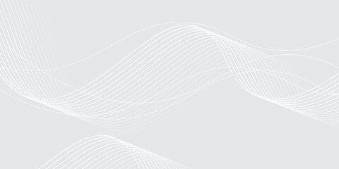 White abstract background with flowing particles. White and gray Digital futuristic technology concept background.