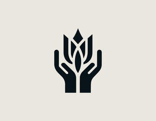 Fototapeta premium Black Vector Logo of Hands in Prayer