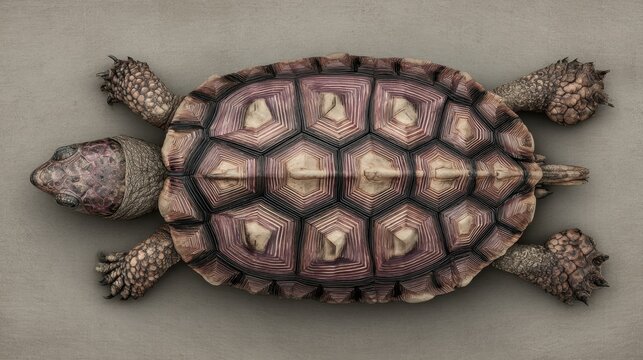 Detailed Close-up of a Turtle Shell Showing Unique Patterns and Colors with a Natural Background