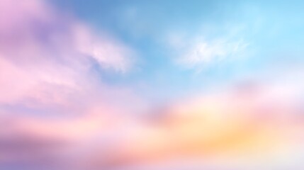 Soft Pastel Sky with Gentle Clouds at Sunrise or Sunset in Tranquil Atmosphere