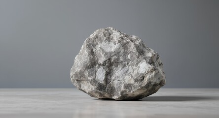 Naklejka premium Raw Grey Stone on Plain Background - Minimalist Product Photography