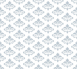 Flower geometric pattern. Seamless vector background. White and gray ornament. Ornament for fabric, wallpaper, packaging. Decorative print