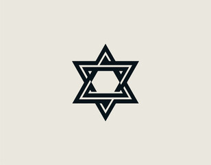 Fototapeta premium A unique black vector logo design of the Star of David on a white background