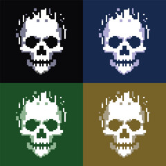 Skull Pixel Art Vector Set
