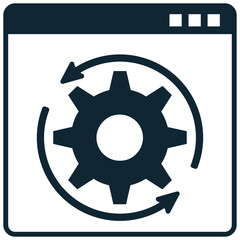 Website optimization icon vector for digital marketing, performance analysis, and search engine optimization. Ideal for illustrating improved user experience, speed, and online visibility.