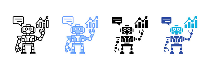 Fototapeta premium Predictive Intelligence Icon Set Multiple Style Collection