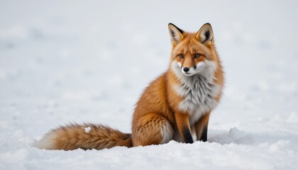 Obraz premium A red fox isolated on a white background with eyes like a kitten