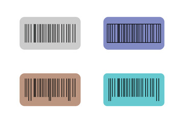 Four colorful barcode labels, ready for product identification.