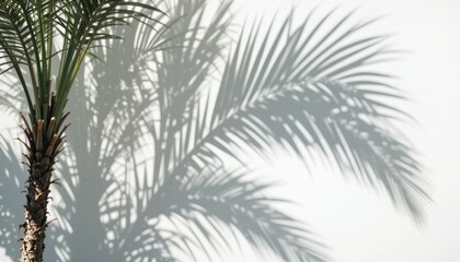 Wind-blown green palm branches against a cloudy tropical sky