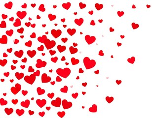 Red hearts confetti on white background