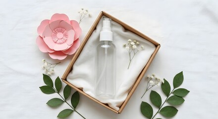 White Face Mist Bottle in a Brown Gift Box with Crinkle Filler