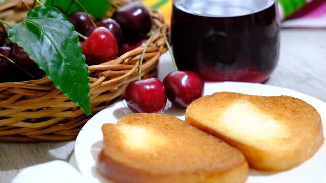 Cookies with cherry jam. Homemade freshly baked shortbread cookies