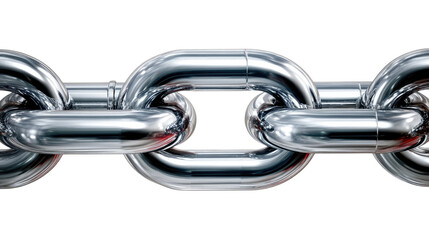 Fototapeta premium Interlinked Strength: A gleaming, robust chain of forged metal, symbolizing unity, power, and unbreakable connections against a soft background.