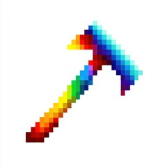 Fototapeta premium Pixelated Rainbow Axe on White Background