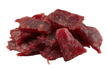 Obraz premium Dried meat cut out isolated transparent background