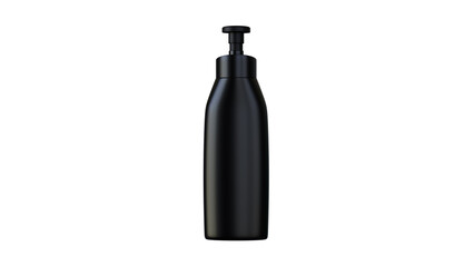 A sleek, black pump bottle on white.

