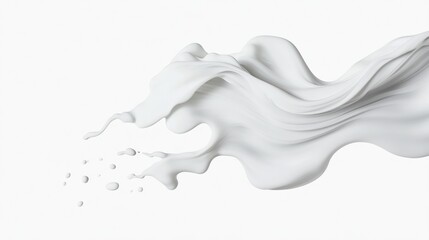 Smooth white liquid flows gracefully, creating elegant wave like shape. texture appears soft and creamy, evoking sense of purity and freshness