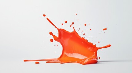 Vibrant orange paint splash creates energetic and dynamic visual effect, showcasing fluid motion and vivid color against clean background