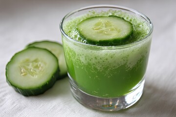 Fresh cucumber juice in a glass