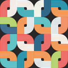 Colorful Interlocking Curved Ribbon Pattern