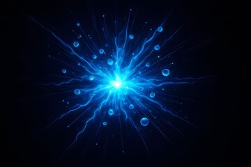 Fototapeta premium Plasma energy explosion with electric blue light streaks and glowing orbs