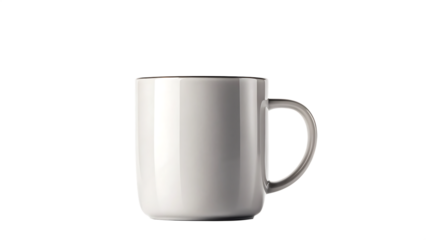 A modern ceramic coffee mug with steam