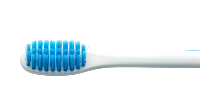 A realistic toothbrush with blue bristles