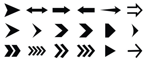 Modern Vector Arrow Icons Collection – Diverse Arrows Set for Web, UI, and Graphic Design