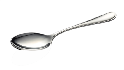 A stainless steel spoon with reflection of light