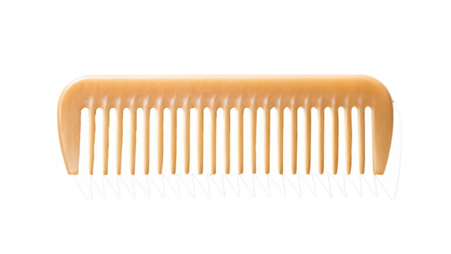 A plastic comb with broken tooth and shadow