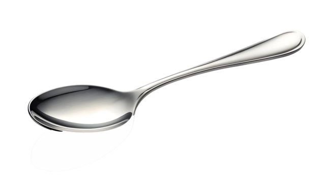 A stainless steel spoon with reflection of light