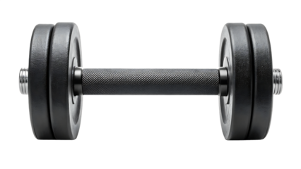 A dumbbell with rubber grip and weight marking