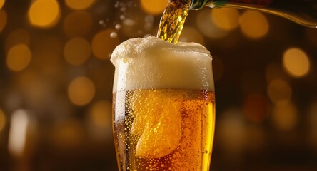 Pouring a Perfect Pint Golden Beer with Fluffy Head
