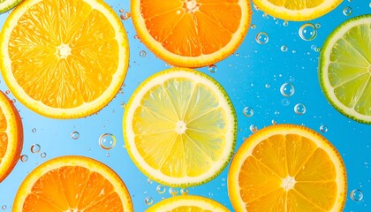 Obraz premium Colorful citrus slices in water