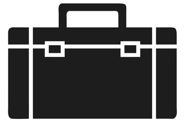 Obraz premium Simple icon of a black briefcase with a handle and clasps luggage business