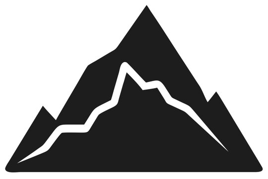 Stylized dark gray mountain peak silhouette with jagged ridge lines nature landscape