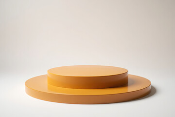 Twotiered round orange display platform isolated on white background for product presentation and showcasing