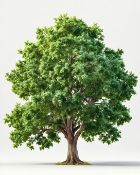Oak tree isolated on white background