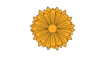 Geometric Floral Design with Golden Petals for Decorative Elements and Creative Design Applications, Suitable for Graphic Design, Invitations, and Website Elements.