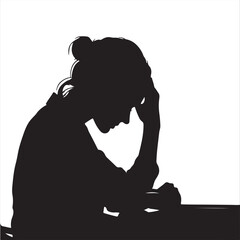 Black Silhouette of a Woman in Burnout Pose – Vector Illustration