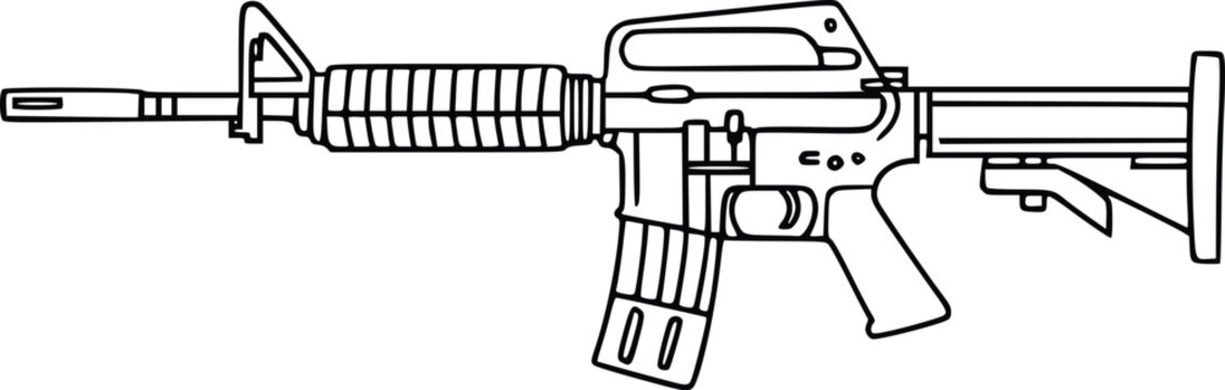 Line art vector illustration of M4 weapon
