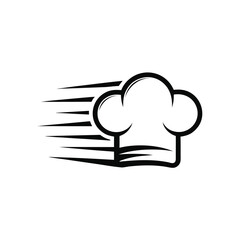 Fast Chef Hat Logo Concept, Speeding Culinary Icon, on White Background