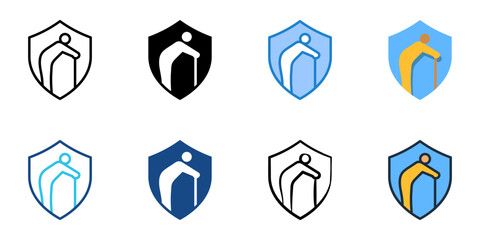 Senior Citizen Support icon set multiple style collection 
