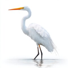 Obraz premium White Great Egret in Shallow Water