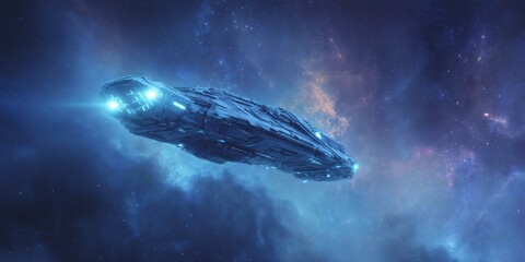 Fototapeta premium Futuristic spaceship in space