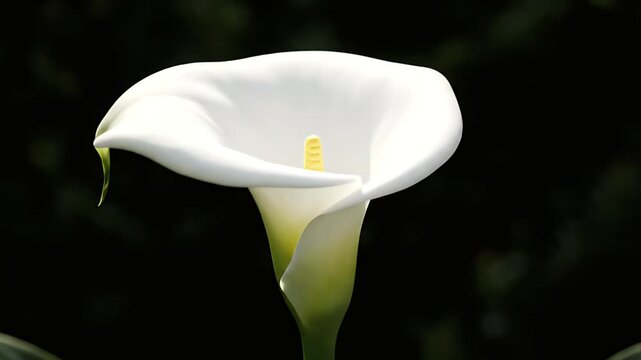 Beautiful White Calla Lily Flower on Dark Background