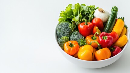Vibrant vegetables arranged in a bowl in bright kitchen setting