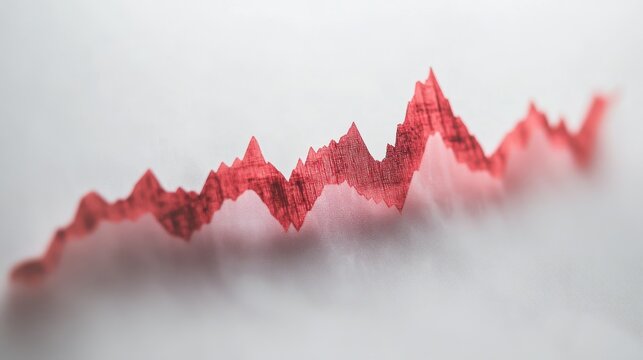 Fluctuating red line graph on office desk during daytime