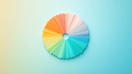 Vibrant color swatches arranged in a circle on studio table